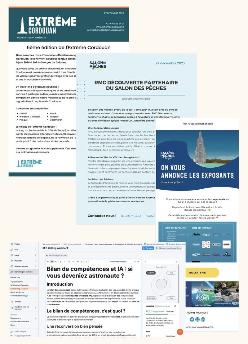 Communiqués de presse, newsletter et article SEO rédigés par Léa